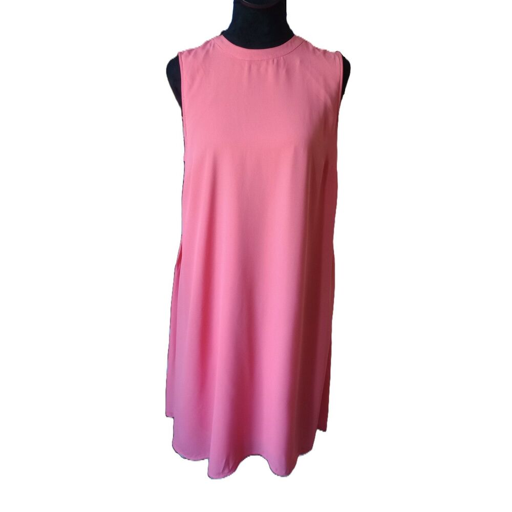 DR2 Women's M Coral Sleeveless Midi Dress With Pleated Design In Back
